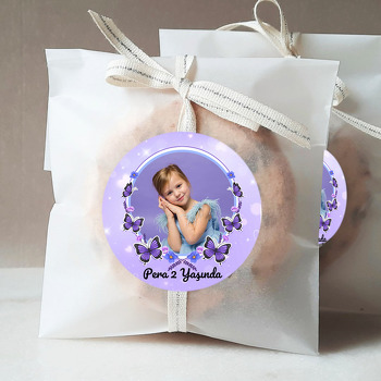 Kelebek ile Lavanta Temalı Resimli Sticker