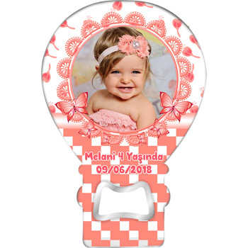 Kelebek ve Nar Çiçeği Kırmızısı Temalı Balon Magnet Açacak