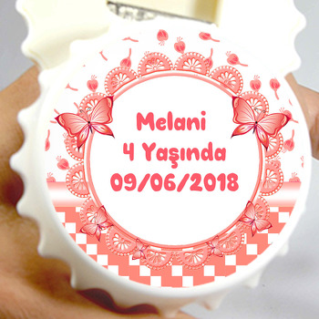 Kelebek Ve Nar Çiçeği Kırmızısı Temalı Kapak Şekilli Magnet Açacak