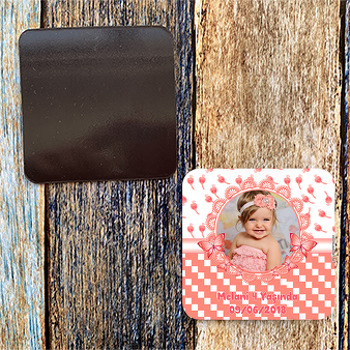  Kelebek Ve Nar Çiçeği Kırmızısı Temalı Kare Magnet