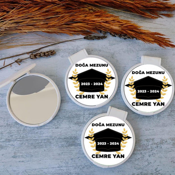 Kep ile Yapraklar Mezuniyet Temalı Kapaklı Ayna