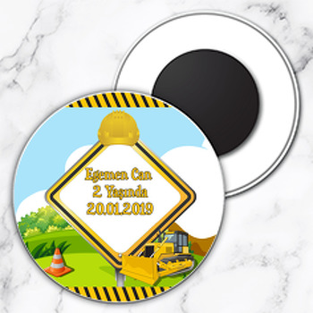 Kepçe 2 Temalı Daire Plastik Magnet