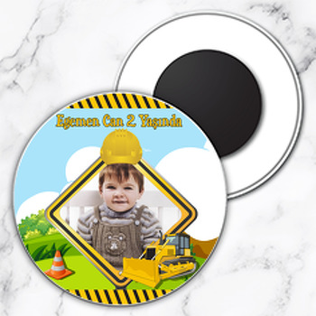 Kepçe 2 Temalı Resimli Daire Plastik Magnet
