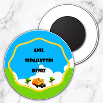 Kepçe Temalı Daire Plastik Magnet 