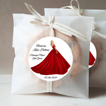 Kırmızı Abiye Elbiseli Gelin Temalı Sticker