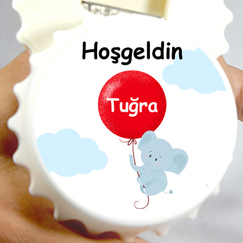 Kırmızı Balonlu Uçan Fil Temalı Magnet Açacak