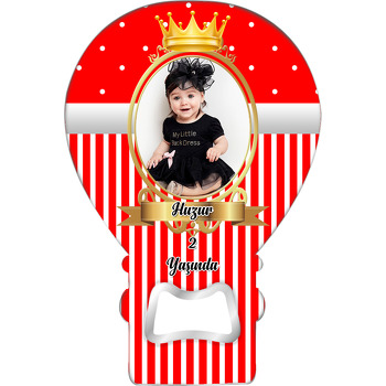 Kırmızı Beyaz Gold Çerçeveli Temalı Balon Magnet Açacak