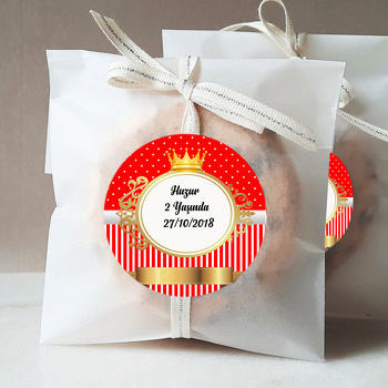 Kırmızı Beyaz Gold Çerçeveli Temalı Sticker