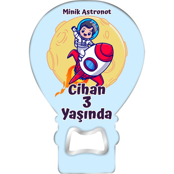 Kırmızı Beyaz Roketle Uçan Astronot Temalı Balon Magnet Açacak