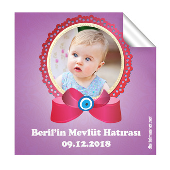 Kırmızı Çerçeveli Bebek Mevlüdü   Kare Etiketi