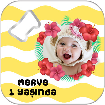 Kırmızı Çiçek Temalı Kare Magnet Açacak
