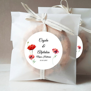 Kırmızı Çiçekler ile Suluboya Effekti Temalı Sticker
