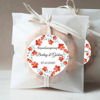 Kırmızı Çiçekler  Temalı Söz Nişan Nikah Sticker