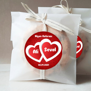 Kırmızı Çift Kalp Temalı Sticker
