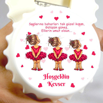 Kırmızı Elbiseli Balerin Kardeşler Temalı Kapak Şekilli Magnet Açacak