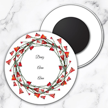 Kırmızı Gala Çiçek Temalı Söz Nişan Nikah Daire Plastik Magnet