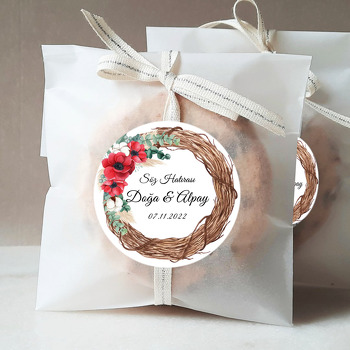 Kırmızı Gelincik ile Sepet Çerçeve Temalı Sticker