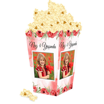 Kırmızı Gelincik Temalı Popcorn Kutusu