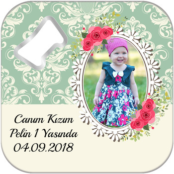Kırmızı Gül Temalı Kare Magnet Açacak