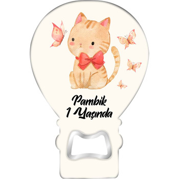 Kırmızı Kurdeleli Kedi Temalı Balon Magnet Açacak