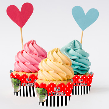 Kırmızı Minnie Mouse Temalı Cupcake Sargısı