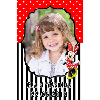 Kırmızı Minnie Mouse Temalı Doğum Günü Afiş