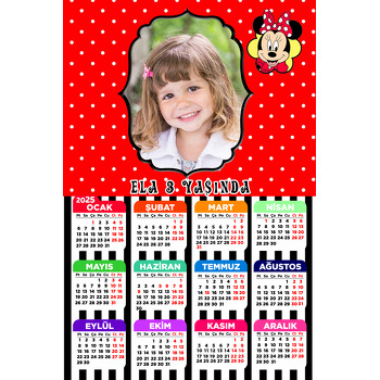 Kırmızı Minnie Mouse Temalı Takvim Magnet