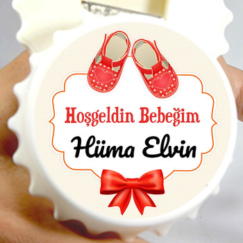 Kırmızı Rugan Bebek Ayakkabısı Temalı Kapak Şekilli Magnet Açacak