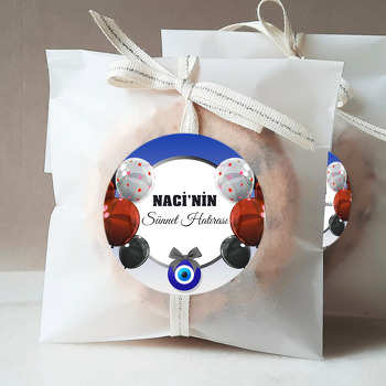 Kırmızı Siyah Balonlarla Siyah Çerçeve ile Sünnet Hatırası Temalı Sticker