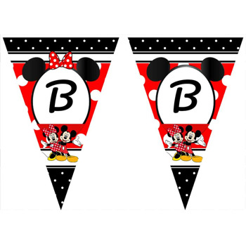 Kırmızı Siyah Mickey İkiz Temalı Parti Banner
