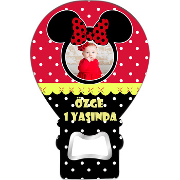 Kırmızı Siyah Minnie Mouse Temalı Balon Magnet Açacak