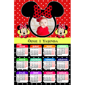 Kırmızı Siyah Minnie  Temalı Takvim Magnet