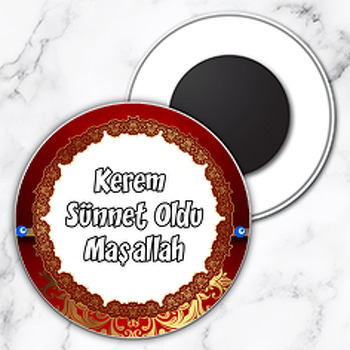 Kırmızı Sünnet Temalı Daire Plastik Magnet