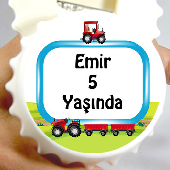 Kırmızı Traktör Temalı Kapak Şekilli Magnet Açacak