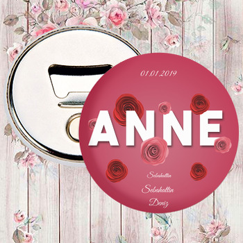Kırmızı ve Pembe Gül Temalı Anneler Günü Magnet Açacak