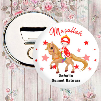 Kırmızı Yıldızlarla Sünnet Çocuğu ile Atı Temalı Magnet Açacak