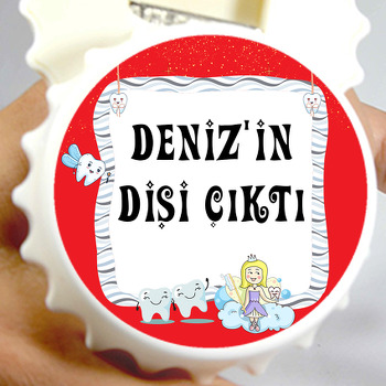 Kırmızı Zeminli Diş Temalı Kapak Şekilli Magnet Açacak