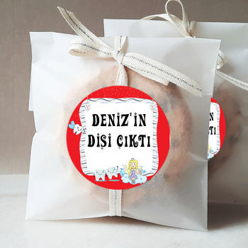 Kırmızı Zeminli Diş Temalı Parti Sticker