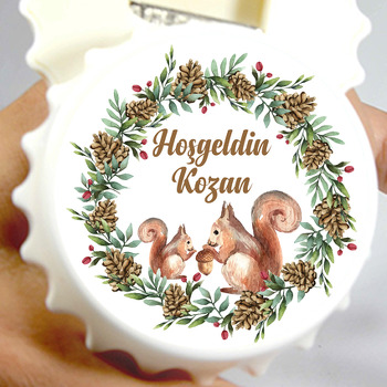 Kış Çerçeveli Sincap Temalı Hoşgeldin Bebek Kapak Açacak