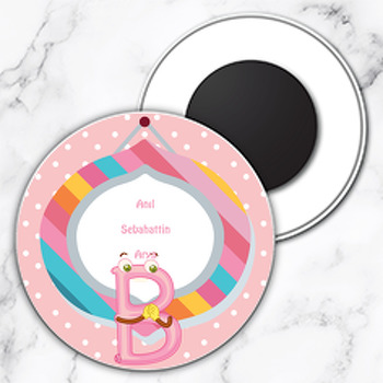 Kişiye Özel B Harfi Temalı Daire Plastik Magnet
