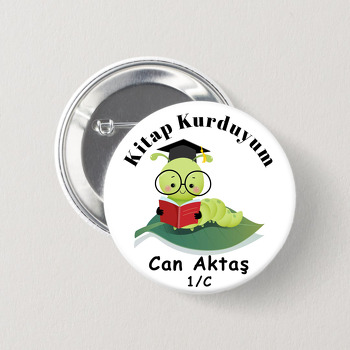 Kitap Kurduyum Temalı İğneli Buton Rozet