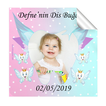 Kız Bebek Diş Buğdayı  Kare Etiket