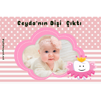 Kız Bebek Diş Buğdayı Pembe Çerçeve Temalı Afiş