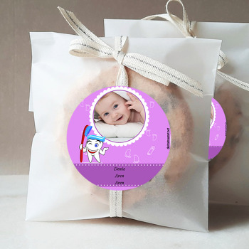 Kız Bebek İçin  Mor Temalı Diş Sticker