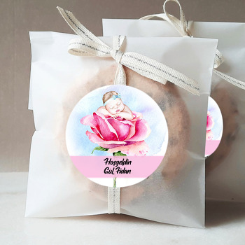 Kız Bebek ile Gül Temalı Sticker