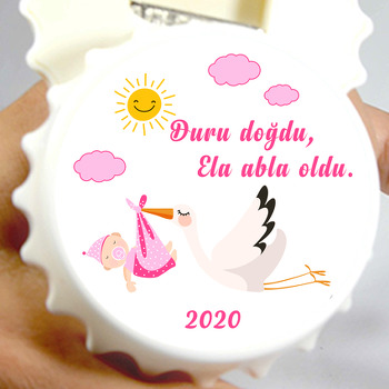 Kız Bebek ve Leylek Temalı Hoşgeldin Bebek Kapak  Açacak