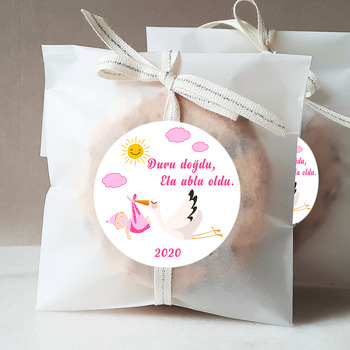 Kız Bebek ve Leylek Temalı Hoşgeldin Bebek Sticker