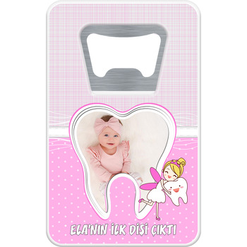 Kız  Diş Buğdayı Temalı Dikdörtgen Magnet Açacak