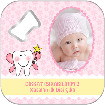 Kız Diş Temalı Kare Magnet Açacak