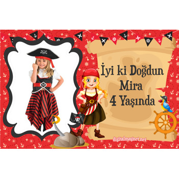 Kız Korsan Temalı Plastik Magnet